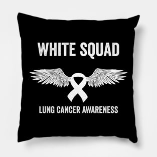 White squad lung cancer awareness supporting design Pillow