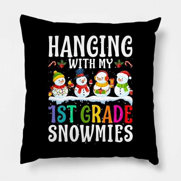 Hanging With My 1St Grade Snowmies Teacher Christm Pillow by intelus