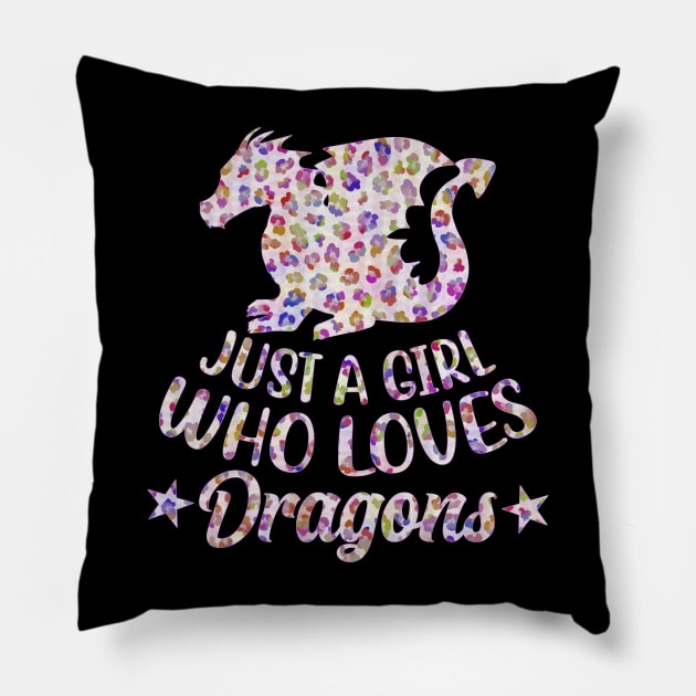 Just A Girl Who Loves Dragons Confetti Leopard Pillow by Kylie Paul