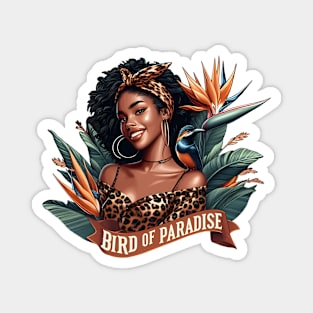 Bird Of Paradise African American Girl Floral Tropical Plant Magnet