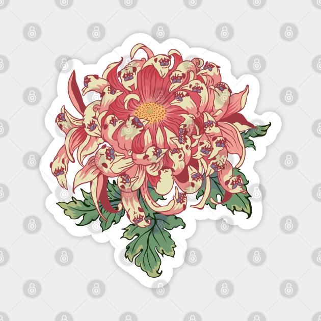 The Chrysanthemum of Pugs Magnet by huebucket