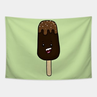 Dark Chocolate Kawaii Ice Cream Treat with Caramel Drizzle Tapestry