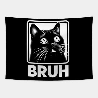 Bruh Funny Meme Cat Tapestry