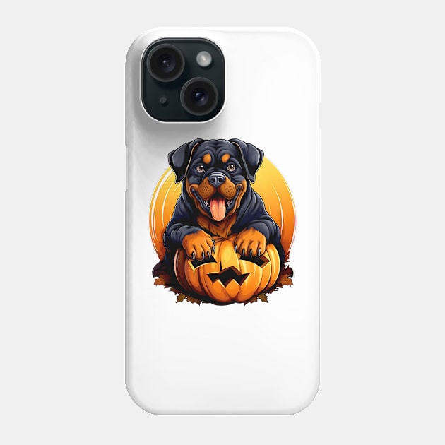 Rottweiler Dog inside Pumpkin #2 Phone Case by Chromatic Fusion Studio