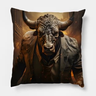 Bull in a Suit Pillow