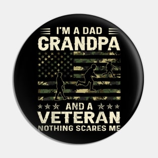 I'm A Dad Grandpa And Veteran Fathers Day American Flag Pin