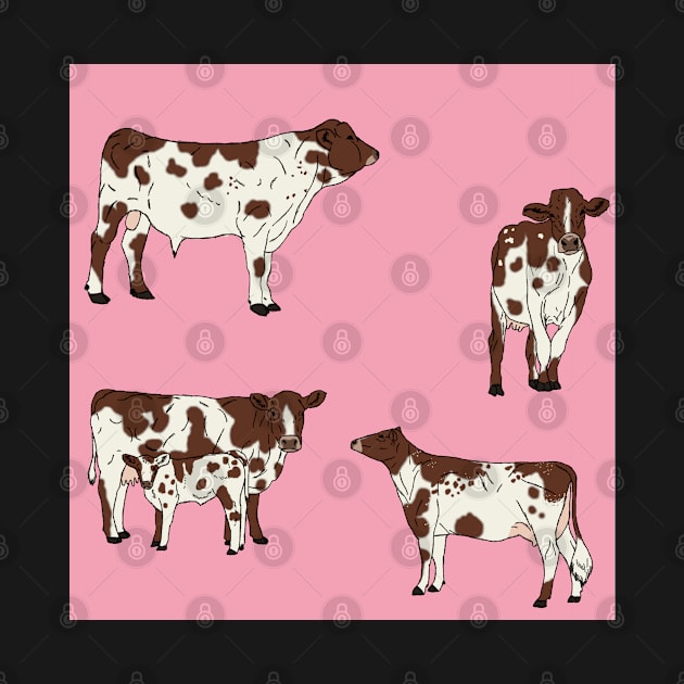 Ayrshire Cows Pattern Pink by TrapperWeasel