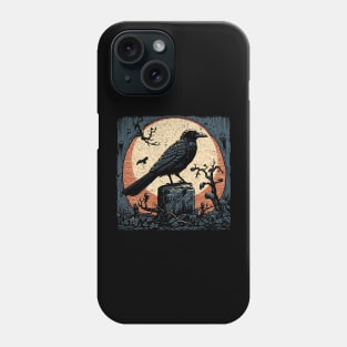 Woodcut Crow Phone Case