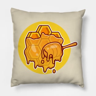 Honey With Honey Spoon Cartoon Pillow