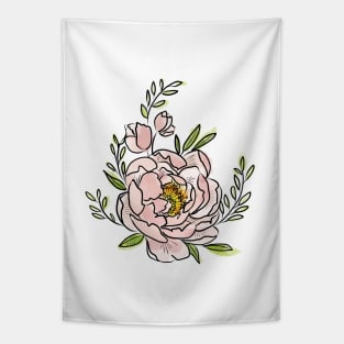 Pale Pink Peony Tapestry