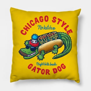 Da Chicago Gator Dog Text Tee Pillow