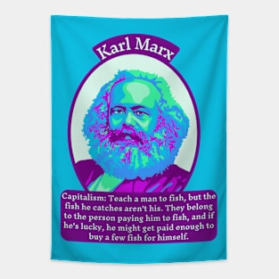 Karl Marx Portrait and Quote Tapestry