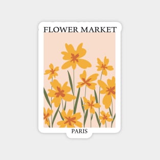 Abstract Flower Market Illustration, Yellow Iris Flower Magnet