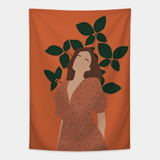 Abstract Woman in a Dress - Minimalist Boho Artwork Tapestry