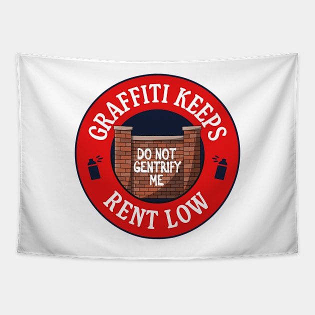 Graffiti Keeps Rent Low Tapestry by Football from the Left