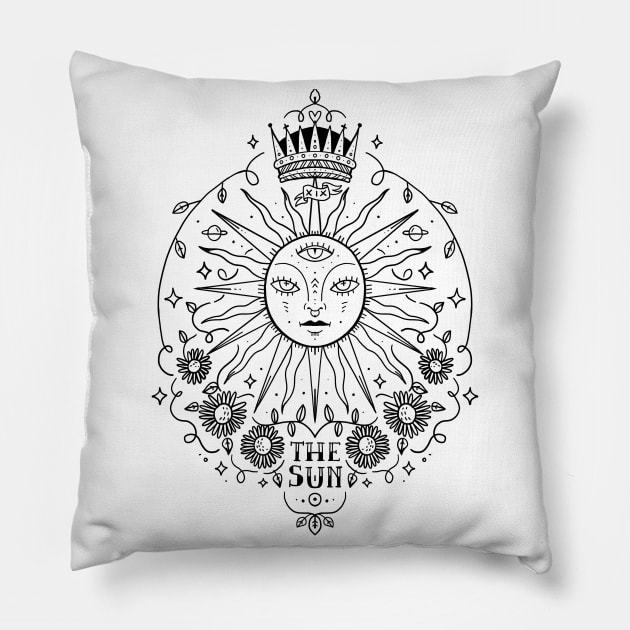 The Sun tarot card Pillow by Paolavk