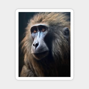 Stunning Hyperrealistic Baboon in Oil Paint Magnet