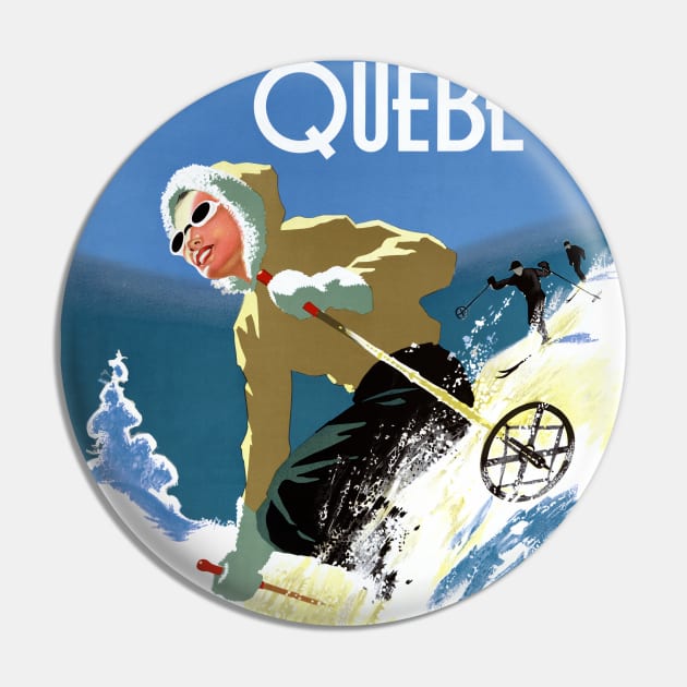 Vintage Travel Poster Canada Ski Fun La Province De Quebec Pin by vintagetreasure