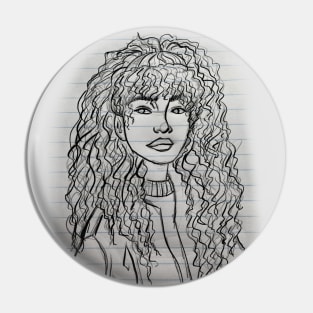 Curly Hair Sketch Pin