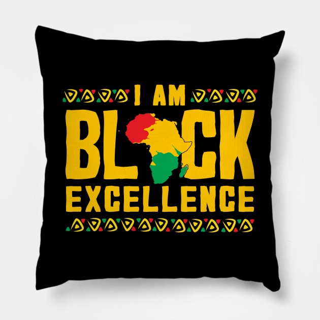 I Am Black Excellence Proud African American History Gift Pillow by Rebrand
