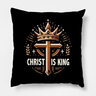 Christ is King - Gold Crown Design Pillow