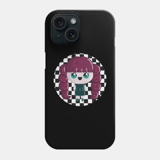 Cute Kawaii Girly on Checkered Background Phone Case