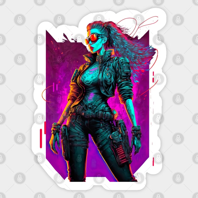 Cyberpunk Anime Girl - Futuristic Sci-Fi Design - Cyberpunk - Sticker