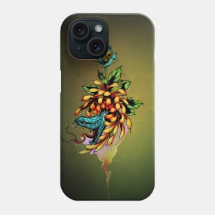 Amazing snake with skull and flowers Phone Case