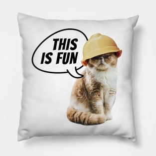 This is fun. Cat with hard hat. Pillow