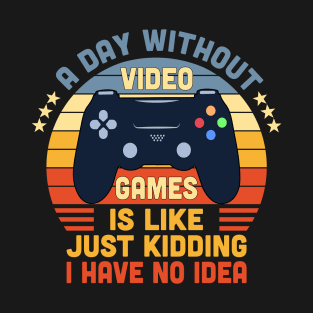 A Day Without Video Games Retro Vintage Funny Video Gamer T-Shirt