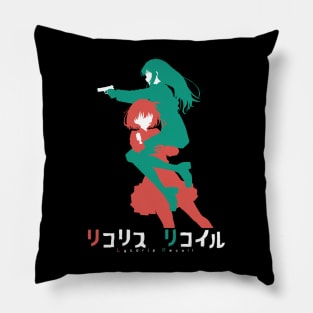 Lycoris recoil chisato and takina anime characters silhouette Pillow