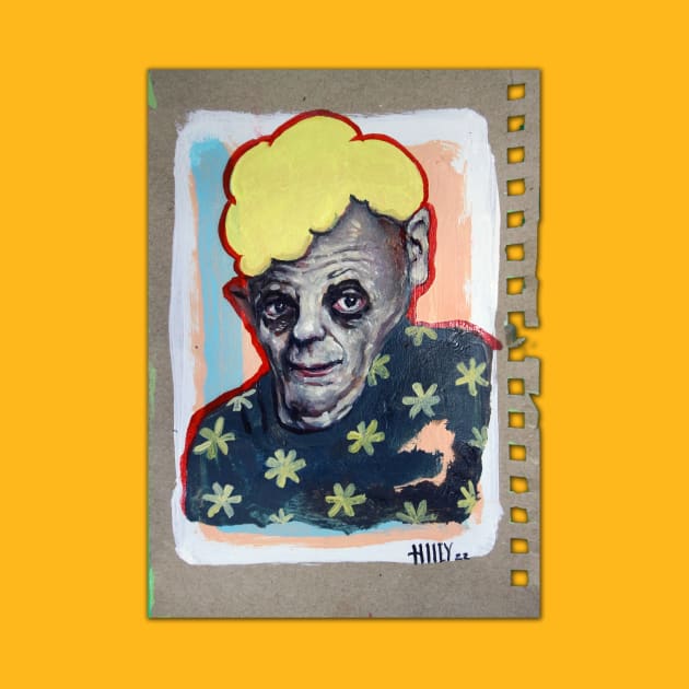 Uncle Looking for Friend | The Shy Man | Bad Hero Portrait Lowbrow Pop Surreal Art | Cartoon Star | Mini Masterpieces | Original Oil Painting By Tyler Tilley by Tiger Picasso