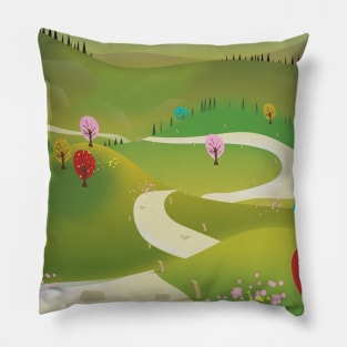 Cartoon Landscape Pillow