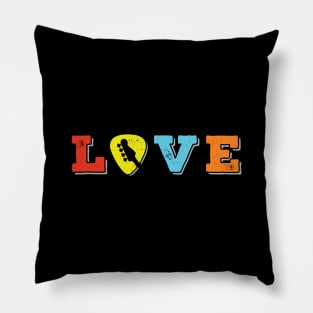 Love Bass Guitar Pick Colorful Theme Pillow