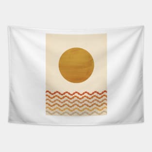 Abstract pixel sea and sun Tapestry