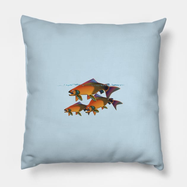 Traveling Trout Pillow by MikaelJenei