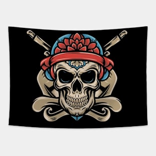 Death or Glory Skull Tattoo Tapestry