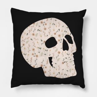 Cottagecore Floral Patterned Skull Pillow