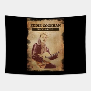 Vintage Old Paper 80s Style Eddie Cochran Rock & Roll Tapestry