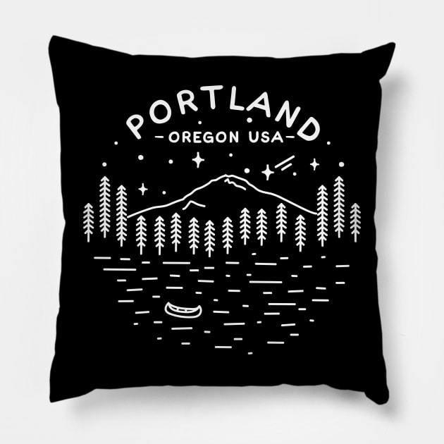 Portland Oregon USA white Pillow by Vectographers