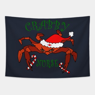 Funny Crabby Nurse Christmas Crab Tapestry