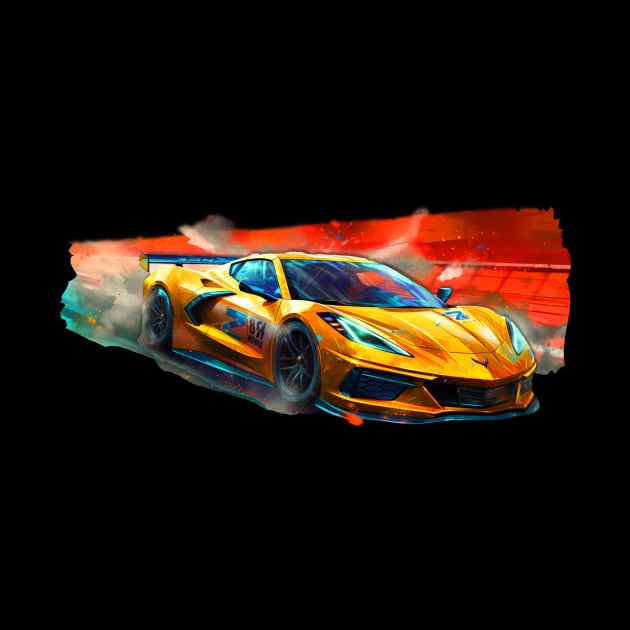 C8 Corvette Racecar Supercar Sports car Muscle car artwork C8.R C8 by Tees 4 Thee