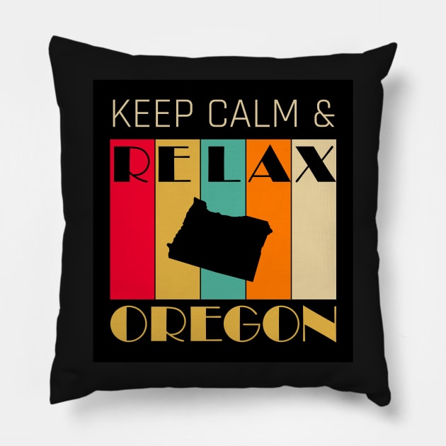 OREGON - US STATE MAP - KEEP CALM & RELAX Pillow by LisaLiza