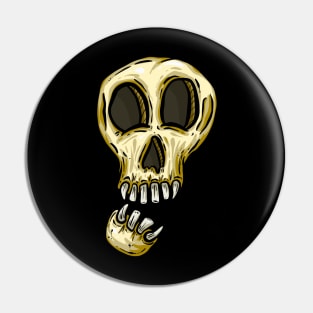 Spooky Halloween Skull Cartoon Illustration Lonely Boy Pin