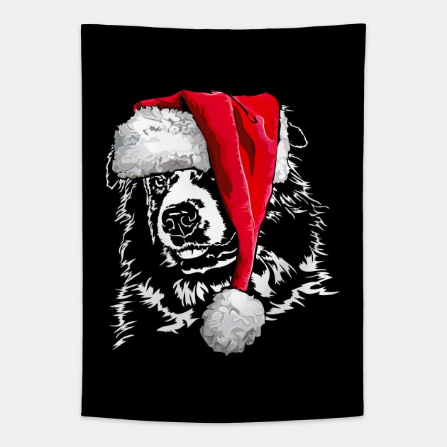 Santa Australian Shepherd Christmas dog Aussie mom gift Tapestry by wilsigns