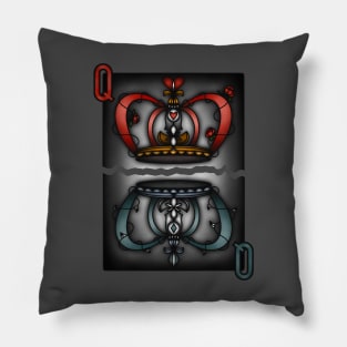 Queen Of Hearts And Queen Of Diamonds Tattoo Pillow