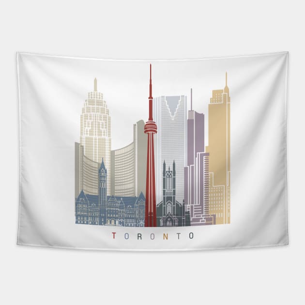 Toronto skyline poster Tapestry by PaulrommerArt