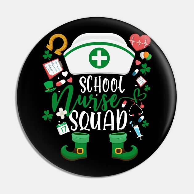 School Nurse Squad Irish Shamrock Nurse St Patrick's Day Pin by dounjdesigner