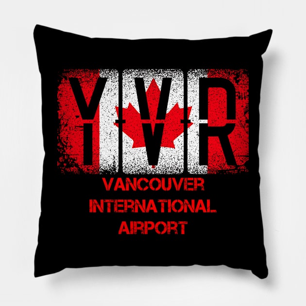 Airport Code Canadian Flag Canada Pride Vintage Maple Leaf Pillow by Storeology