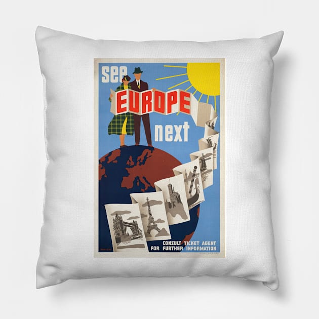 Europe Vintage Travel Pillow by NORTHERNDAYS